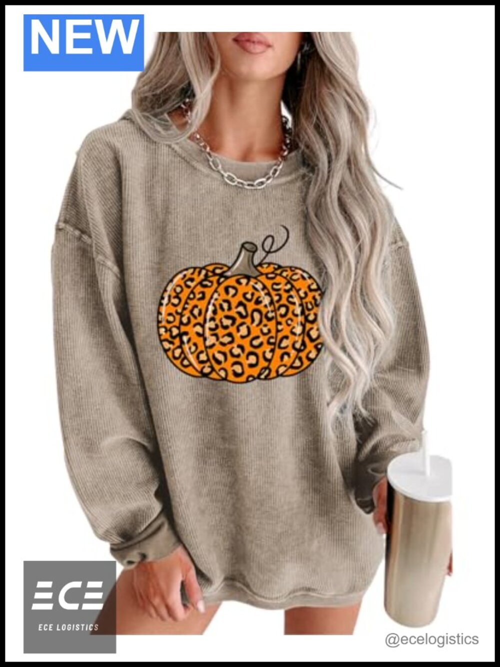 SELINK Womens Crewneck Oversized Corduroy Corded Sweatshirt Pullover